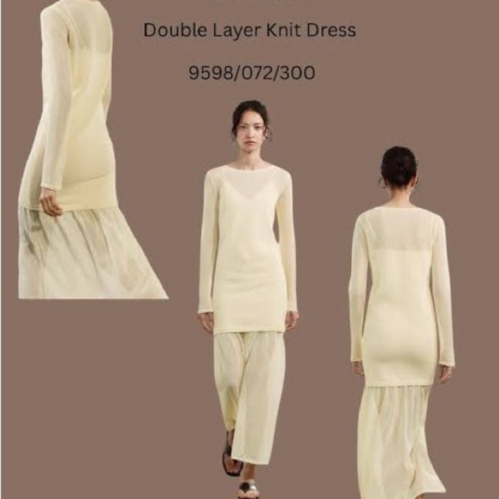 Zara Cream Double Layer Knit Maxi Dress